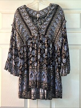 Free People Boho Floral Peasant Top